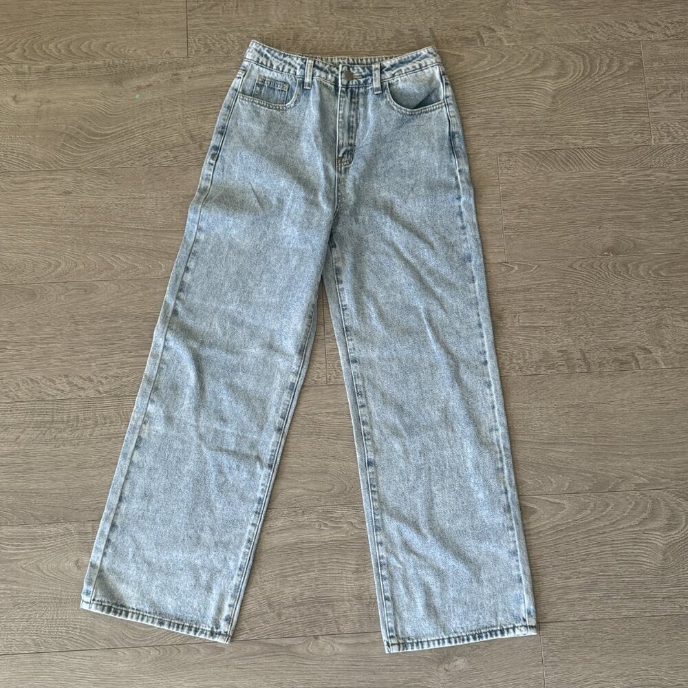 DAZY high waisted wide leg light wash jeans